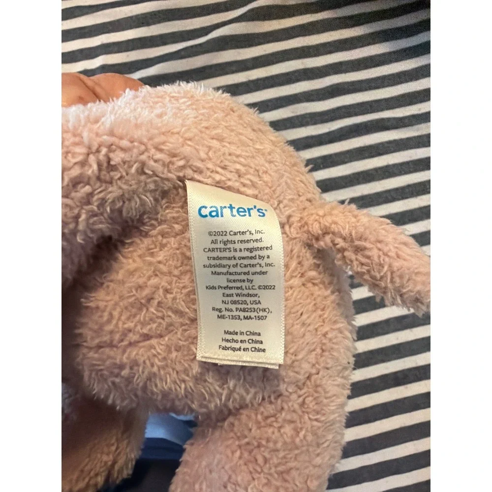 Carter's Pink Sherpa Hippo Plush Stuffed Animal Sleepy Eyes 2022 Kids Preferred